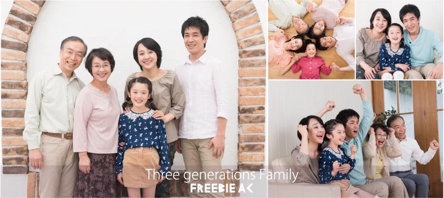 Japanese three generations family photo