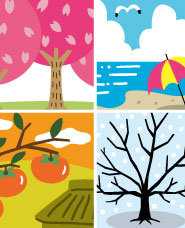 Four seasons of landscape illustration