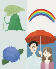 Hand-painted rainy season illustration