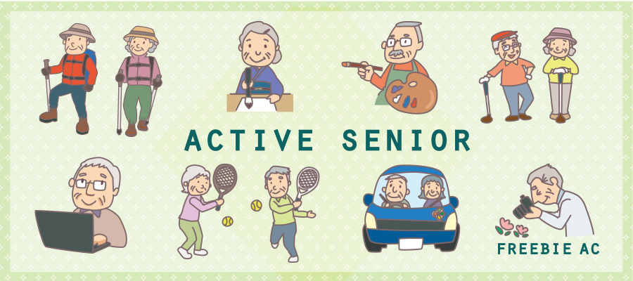 Active senior illustrations