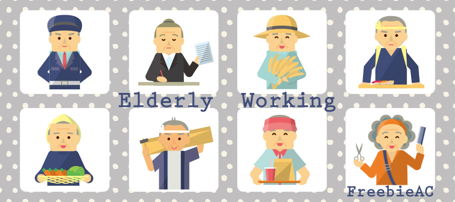 Elderly working illustrations