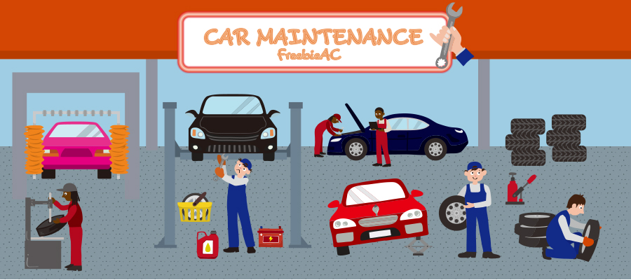 Car maintenance illustrations