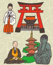Illustration material of the temple and shrine