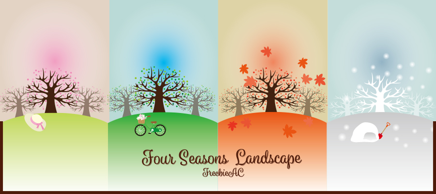 Seasonal landscape illustration material