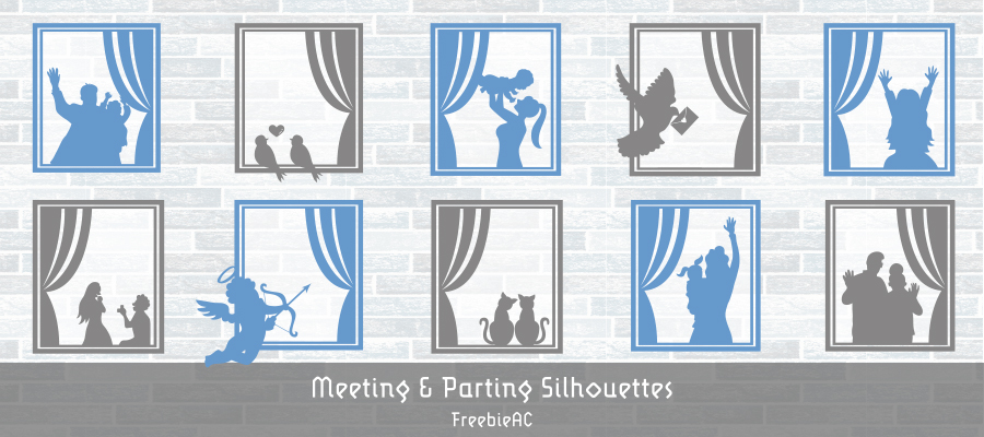 Silhouettes of meeting and parting