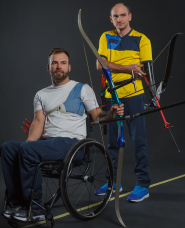 Wheelchair archery stock photos
