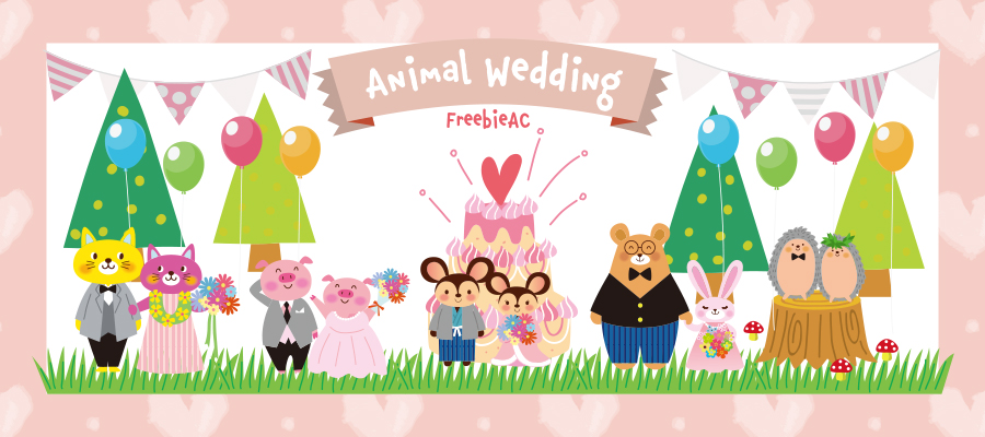 Animal wedding illustration material