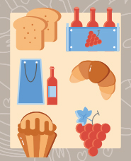 ไอคอนขนมปังและไวน์