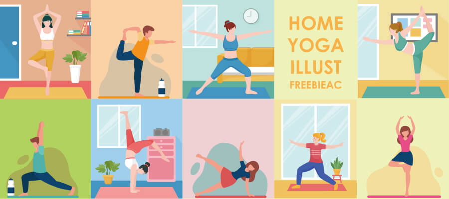 Home yoga illustration collection