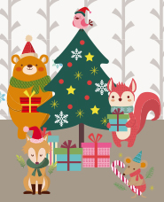動物的聖誕節插圖