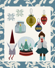 Scandinavian winter motif illustration
