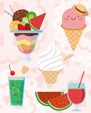 Minh họa đồ ngọt mùa hè
