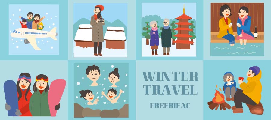 Winter travel, excursion illustration