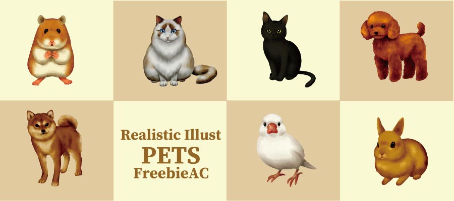 Illustrations of realistic pets