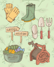 hand drawn style gardening illustration