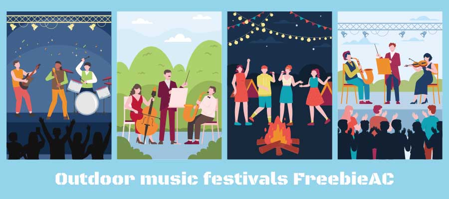 Outdoor music festival illustration collection