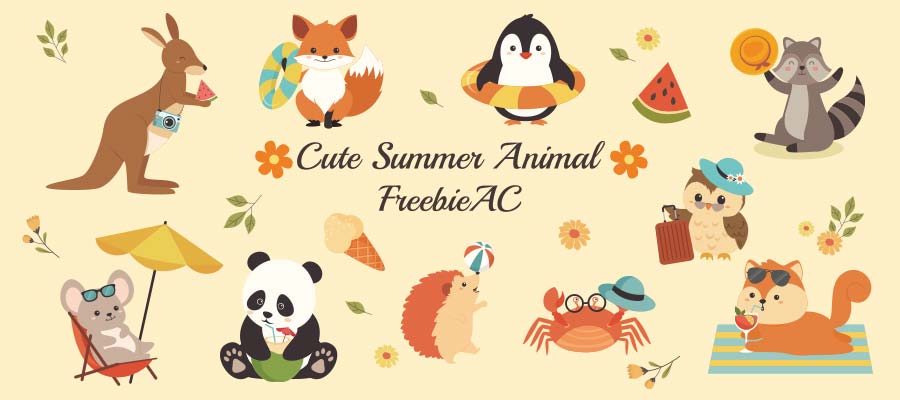 Bộ sưu tập minh họa động vật mùa hè dễ thương