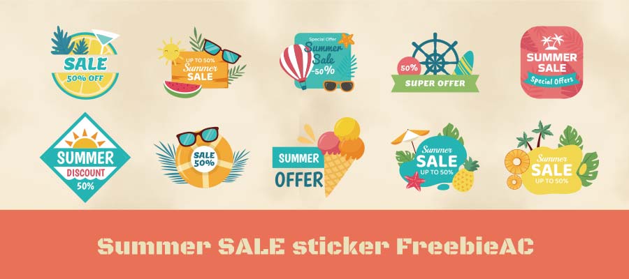 Summer sale sticker illustration collection