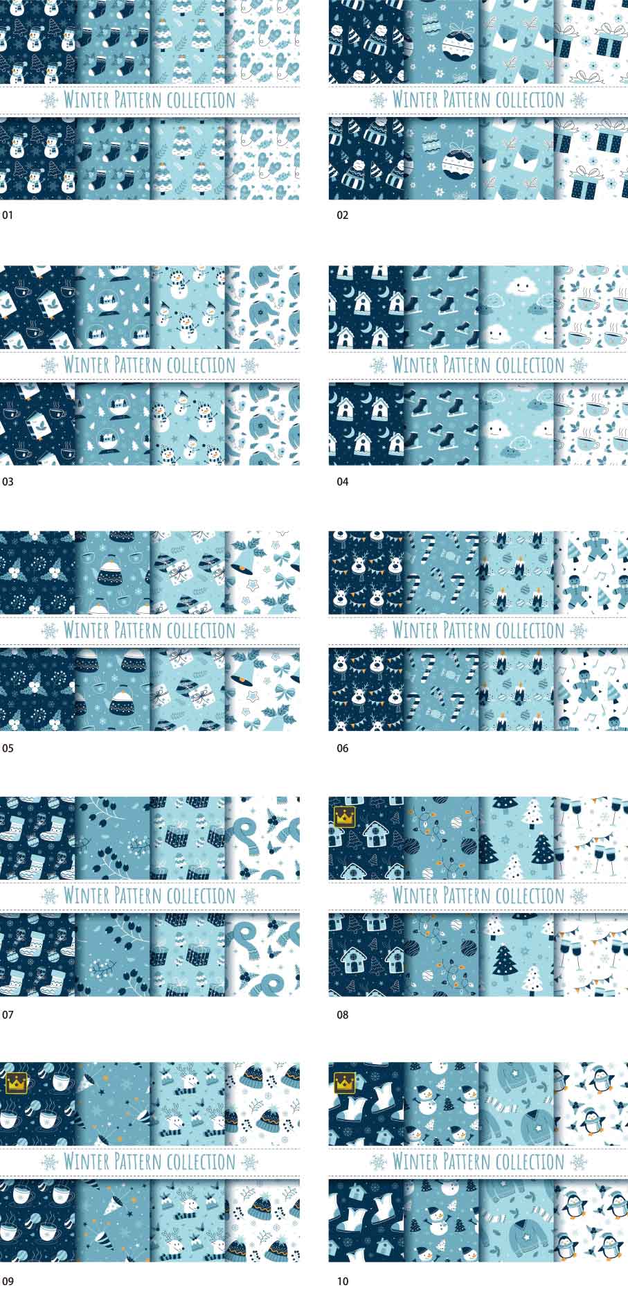 Winter pattern illustration collection
