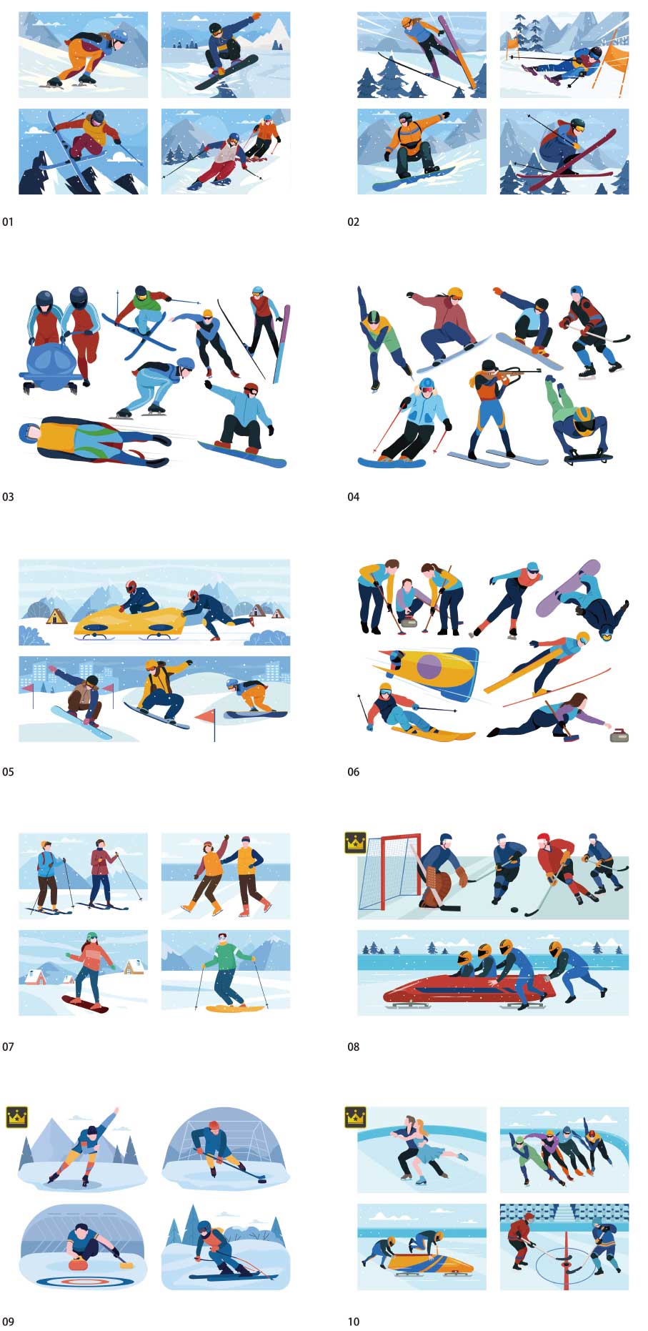 Winter sports illustration collection